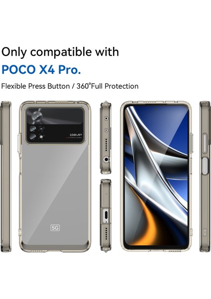 Xiaomi Poco X4 Pro 5g Sabit Akrilik Yumuşak Tpu Kasası Bağımsız Düğmeler-Tesisat Gri ile Şeffaf Telefon Kapağı (Yurt Dışından) fiyatları