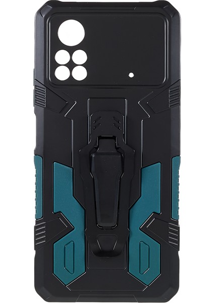 Mechwarrior Xiaomi Için Poco X4 Pro 5g Giyim Dirençli Damla Damla Damlı Yumuşak Tpu Sert Pc Sert Zırh Kılıfı Geri Klip Kickstand Telefon Kabuk Yeşili (Yurt Dışından)