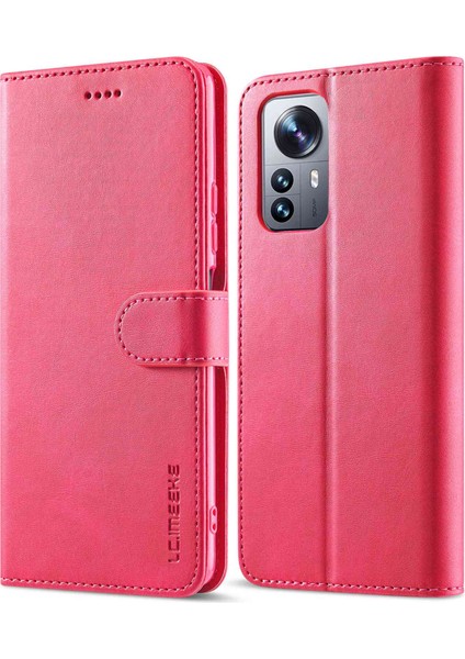Xiaomi Için 12 Lite Pu Deri Cüzdan Kasası Şok Emici Standı Koruyucu Telefon Kapak-Kırmızısı (Yurt Dışından)