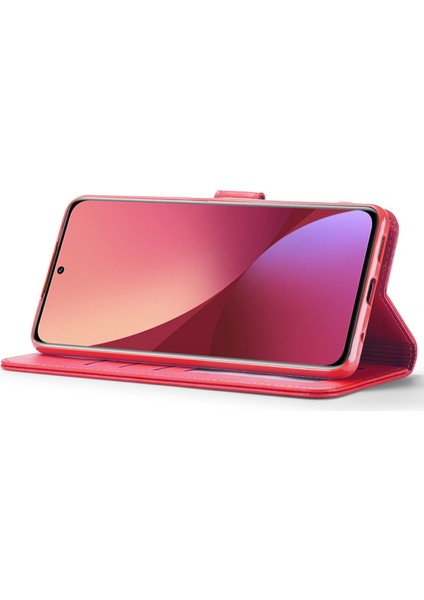 Xiaomi Için 12 Lite Pu Deri Cüzdan Kasası Şok Emici Standı Koruyucu Telefon Kapak-Kırmızısı (Yurt Dışından) modelleri