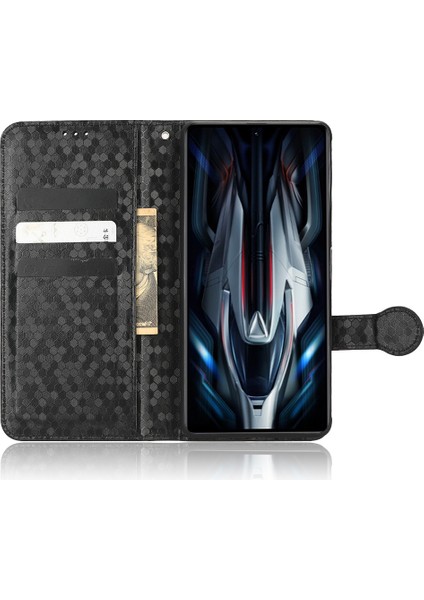 Xiaomi Redmi K50 Gaming Için 5g/poco F4 Gt 5g Flip Folio Pu Deri Cüzdan Kılıf Dot Desen Basılı Stand Koruyucu Telefon Kapağı Strap-Black (Yurt Dışından)