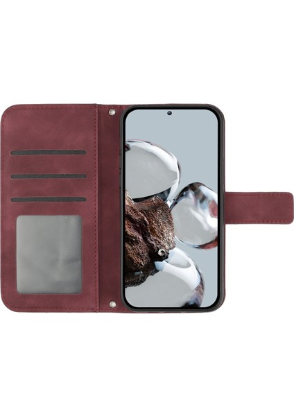Xiaomi 12T 5G/12T Pro 5g/redmi K50 Ultra 5g HT04 Baskılı Ayçiçeği Flip Cüzdan Kapağı Cilt Pu Deri Deri Stand Manyetik Şok Geçirmez Folyo Folio Telefon Kılıfı Omuz Kayışı Kırmızısı (Yurt Dışından) fırsatları