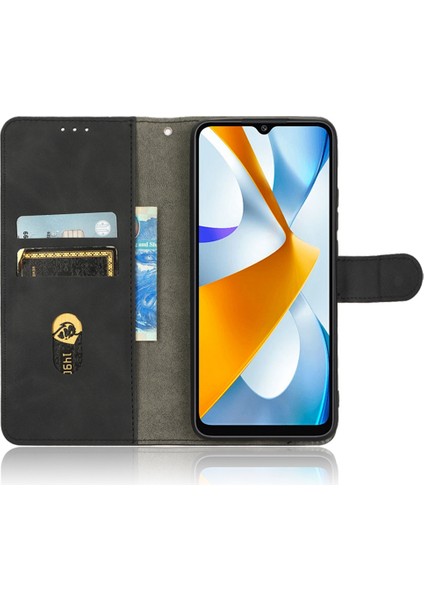 Xiaomi Için Poco C40 4g Pu Deri Deri Touch Duygu Stand Telefon Kılıfı Folio Flip Cüzdan Manyetik Toka Kapak Black (Yurt Dışından)