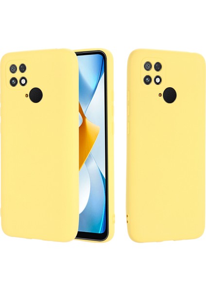 Xiaomi Poco C40 4g Için Sıvı Silikon Telefon Kılıfı, Yumuşak Fiber Astar Strap-Sarı (Yurt Dışından)