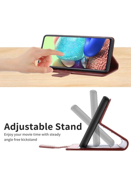 Xiaomi Için Poco C40 4g HT01 Cüzdan Stand Özelliği Baskılı Y Şeklindeki Çizgiler Telefon Kasası Pu Dergi Anti-Düşme Kabuğu, Kayış-Kahverengi (Yurt Dışından)