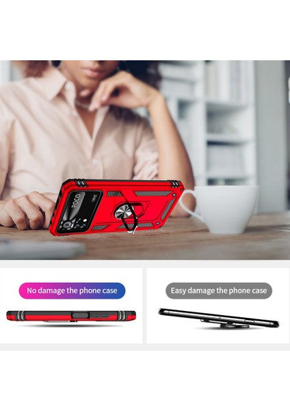 Xiaomi Poco X4 Pro 5g Yüzük Kickstand Telefon Kılıfı Yumuşak Tpu+Sert Pc Askeri Şok Geçirmez Koruyucu Kapak-Kırmızı (Yurt Dışından) fiyatları