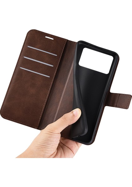 Folio Flip Deri Kılıfı Xiaomi Poco X4 Pro 5g, Stand Cüzdan-Kahverengi ile Manyetik Toka Telefon Kabuğu Kapağı (Yurt Dışından) fırsatları