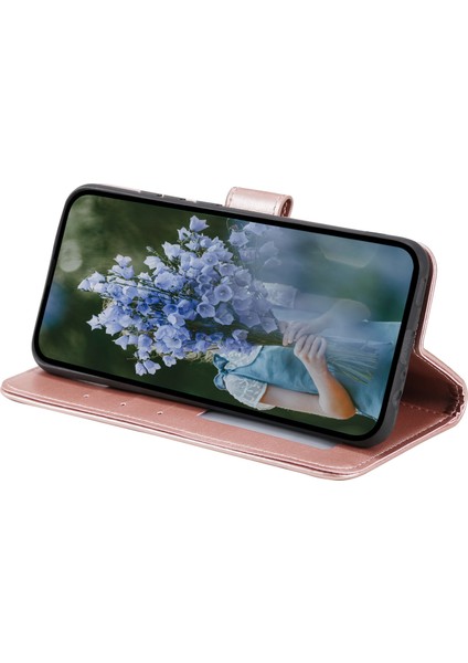 Xiaomi Poco M5 4g Için Tpu+Pu Deri Telefon Kılıfı, Cüzdan Stand Baskılı Mandala Çiçek Desen Telefon Kapağı Strap-Rose Gold ile (Yurt Dışından)