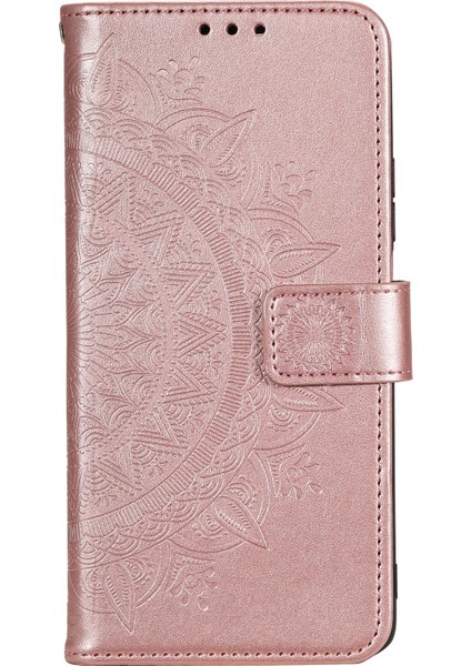 Xiaomi Poco M5 4g Için Tpu+Pu Deri Telefon Kılıfı, Cüzdan Stand Baskılı Mandala Çiçek Desen Telefon Kapağı Strap-Rose Gold ile (Yurt Dışından)