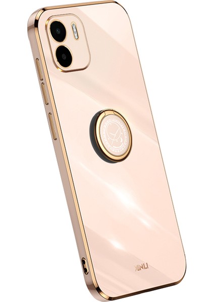 Xiaomi Redmi A1 4g/a2 4g Için Xinli Kickstand Telefon Kılıfı, Elektrokaplama Altın Kenar Tpu Telefon Kapağı Halka Tutucu-Pembe (Yurt Dışından)