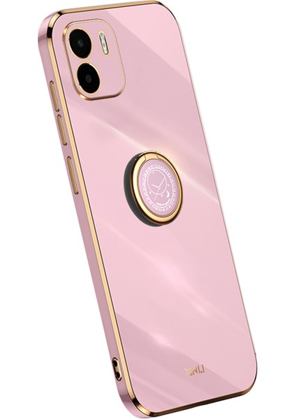 Xiaomi Redmi A1 4g/a2 4g Için Xinli Kickstand Telefon Kılıfı, Elektrokaplama Altın Kenar Tpu Telefon Kapağı Halka Tutucu-Mor ile (Yurt Dışından)
