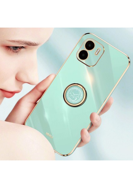 Xiaomi Redmi A1 4g/a2 4g Için Xinli Kickstand Telefon Kılıfı, Elektrokaplama Altın Kenar Tpu Telefon Kapağı Halka Tutucu-Mor ile (Yurt Dışından) modelleri