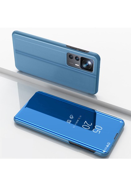 Xiaomi Için 12T 5G/12T Pro 5g/redmi K50 Ultra 5g Pu Deri Deri Ayna Flip Elektrokaplatma Kapağı Net Görünüm Pencere Stand Scratch-Rahat Tam Vücut Koruyucu Telefon Kılıf Mavisi (Yurt Dışından) fiyatları