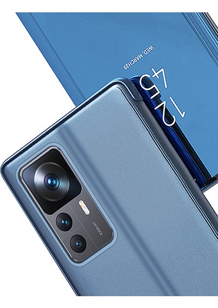 Xiaomi Için 12T 5G/12T Pro 5g/redmi K50 Ultra 5g Pu Deri Deri Ayna Flip Elektrokaplatma Kapağı Net Görünüm Pencere Stand Scratch-Rahat Tam Vücut Koruyucu Telefon Kılıf Mavisi (Yurt Dışından) indirimleri