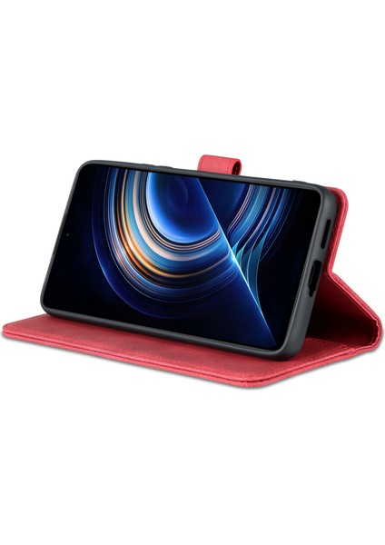 Xiaomi Için Redmi K50/K50 Pro Pu Deri Cüzdan Telefon Kılıfı Tam Vücut Koruma Standı Manyetik Folio Katlanır Kapak-Kırmızı (Yurt Dışından) indirimleri