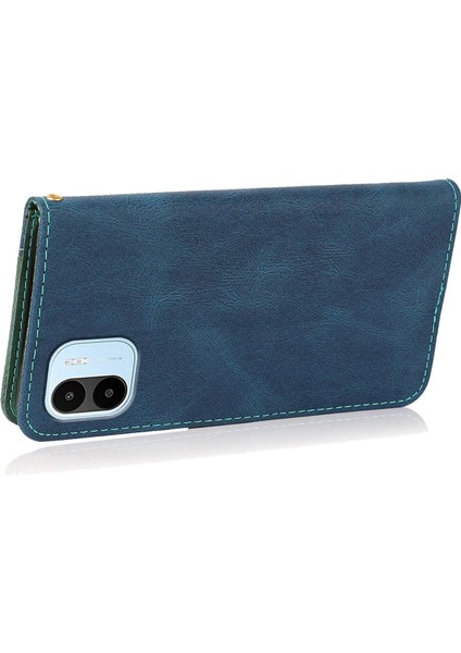 Xiaomi Redmi A1 4g/a2 4g Manyetik Toka Standı Için Pu Deri Renk Ekleme Çantası, Bilek Kayış Mavisi/yeşil ile Telefon Cüzdan Kapağı Özellikli (Yurt Dışından)