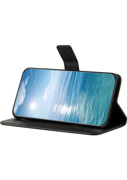Xiaomi 12T 5G/12T Pro 5g/redmi K50 Ultra 5g Düz Renk Çizgisi Baskı Pu Deri Telefon Kabuğu, Cüzdan Stand Şok Geçirmez Manyetik Toka Telefon Kılıfı Black (Yurt Dışından) modelleri