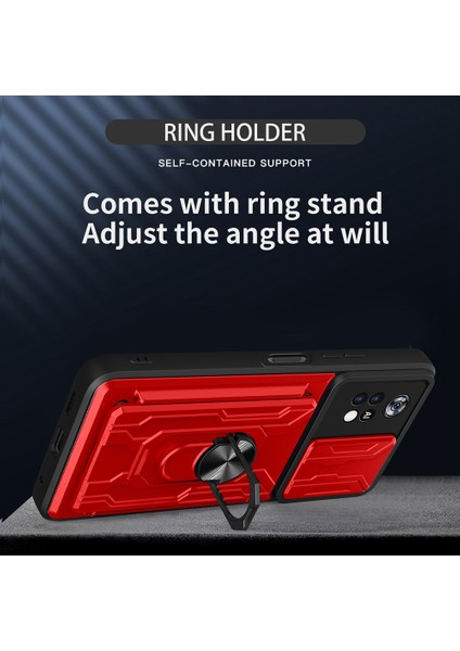Xiaomi Poco X4 Pro 5g Slayt Kamera Kapağı Pc+Tpu Kart Tutucu Telefon Kılıfı ile Ring Kickstand-White (Yurt Dışından) modelleri