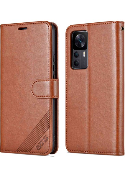 Xiaomi Redmi K50 Için Ultra 5G/12T 5g Cüzdan Telefon Kılıfı Şok Geçirmez Pu Deri Deri Kapak Stand-Brown ile Çizelge Anti Tele Kılıfı (Yurt Dışından)