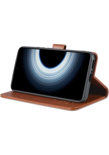 Xiaomi Redmi K50 Için Ultra 5G/12T 5g Cüzdan Telefon Kılıfı Şok Geçirmez Pu Deri Deri Kapak Stand-Brown ile Çizelge Anti Tele Kılıfı (Yurt Dışından) modelleri
