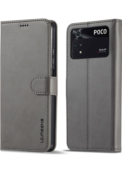 Xiaomi Için Poco M4 Pro 4g Iyi Korumalı Dokulu Pu Deri Flip Folio Stand Cüzdan Kasa Telefon Kılıfı Kapak Grey (Yurt Dışından)