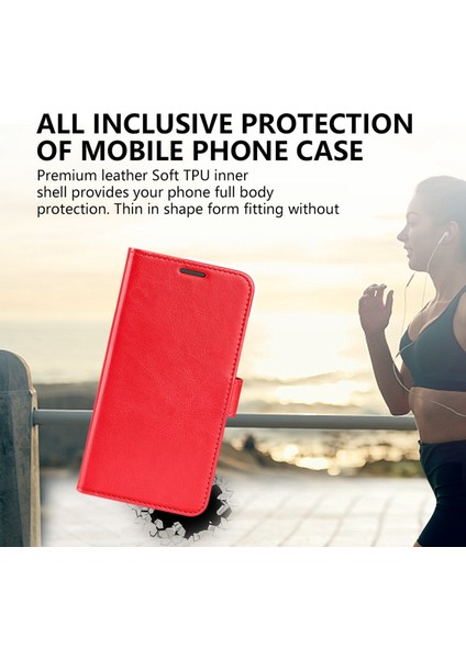 Xiaomi Için Poco F4 5g/redmi K40S 5g Şok Geçirmez Folio Flip Telefon Kılıfı Pu Deride Dirençli Çılgın At Doku Cüzdan Iyi Koruma Kapak-Kırmızı (Yurt Dışından) indirimleri