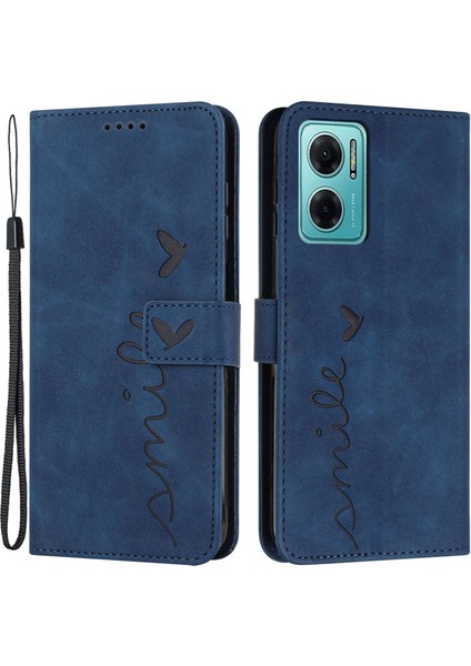 Xiaomi Için Redmi Note 11E 5g/redmi 10 5g/poco M4 5g/redmi 10 Prime+ 5g (Hindistan) Cilt Touch Duygu Telefon Kılıfı Kalp Şekli Pu Deri Cüzdan Stand Folio Flip Kapak Kayış-Sapfire ile (Yurt Dışından)
