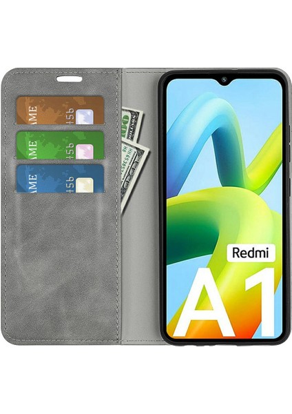 Xiaomi Için Redmi A1 4g/a2 4g Cilt Düzenli Duygu Pu Deri Kılıf Manyetik Otomatik Kapanış Tam Koruma Telefon Stand Cüzdan Kapak-Grey (Yurt Dışından) fiyatları