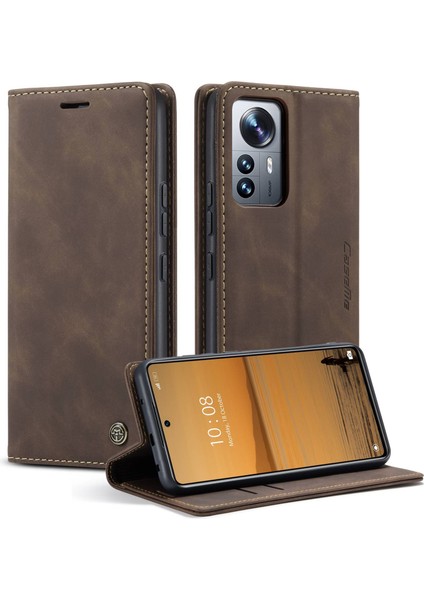 Xiaomi Için 12 Lite 5g Pu Deri Cüzdan Kılıfı Manyetik Otomatik Absorbed Stand Telefon Case-Coffee (Yurt Dışından)