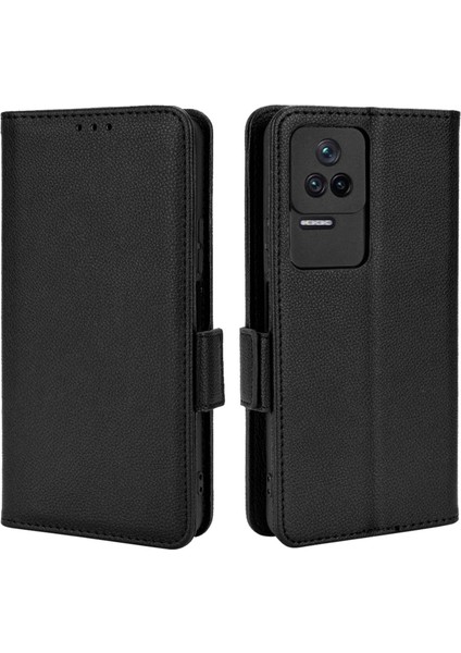 Xiaomi Için Poco F4 5g/redmi K40S 5g Pu Deri Şok Emilim Litchi Doku Telefon Kılıfı Stand Cüzdan Manyetik Toka Kapak Black (Yurt Dışından)