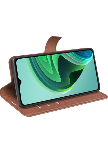 Xiaomi Için Redmi Note 11E 5g/redmi 10 5g/redmi 10 Prime+ 5g Dokulu Pu Deri Kapak Standı Özellik Manyetik Kapatma Şok Geçirmez Flip Cüzdan Kılıf Işık Kahverengi (Yurt Dışından)