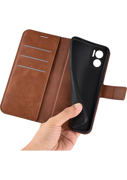 Xiaomi Için Redmi Note 11E 5g/redmi 10 5g/redmi 10 Prime+ 5g Dokulu Pu Deri Kapak Standı Özellik Manyetik Kapatma Şok Geçirmez Flip Cüzdan Kılıf Işık Kahverengi (Yurt Dışından)