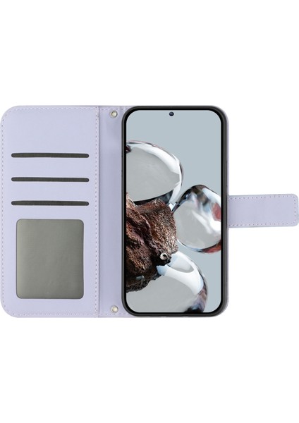 Xiaomi 12T 5G/12T Pro 5g/redmi K50 Ultra 5g HT04 Baskılı Ayçiçeği Flip Cüzdan Kapak Cilt Pu Deri Deri Stand Manyetik Şok Geçirmez Folio Folio Telefon Kılıfı Omuz Kayış Light Mor ile (Yurt Dışından) fırsatları