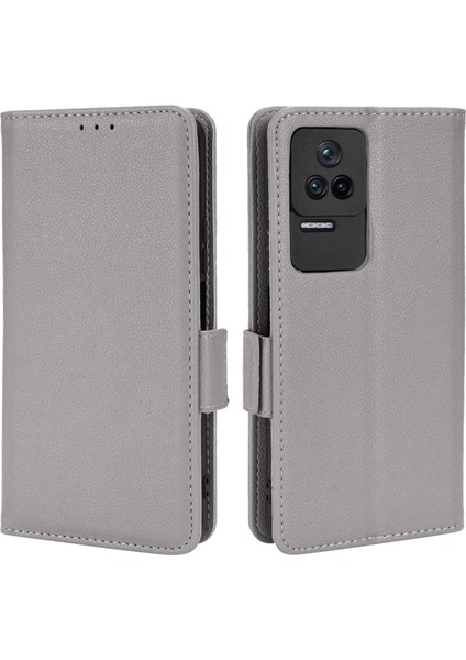 Xiaomi Için Poco F4 5g/redmi K40S 5g Pu Deri Şok Emilim Litchi Doku Telefon Kılıfı Stand Cüzdan Manyetik Toka Kapak-Grey (Yurt Dışından)