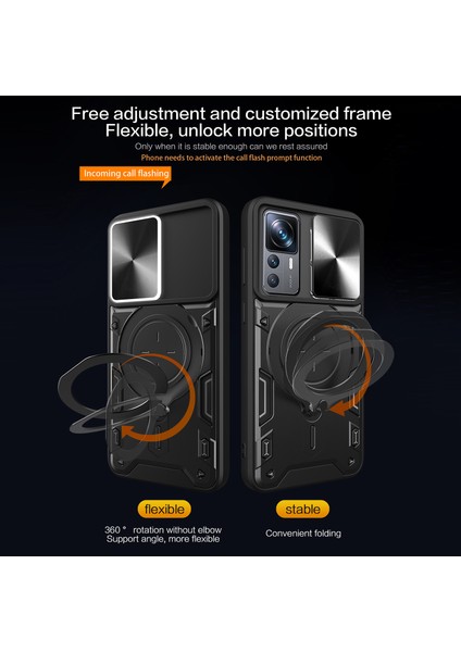 Xiaomi 12T 5G/12T Pro 5g/redmi K50 Ultra Pc+Tpu Ring Kickstand Kapak Slayt Lens Koruması Telefon Vaka-Mavisi (Yurt Dışından) fiyatları