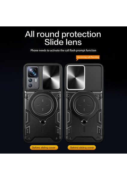 Xiaomi 12T 5G/12T Pro 5g/redmi K50 Ultra Pc+Tpu Ring Kickstand Kapak Slayt Lens Koruması Telefon Vaka-Mavisi (Yurt Dışından) modelleri