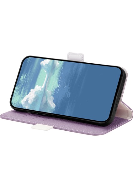 Xiaomi Poco X4 Pro 5g Için Katlanabilir Stand Deri Telefon Kılıfı, Şeker Renkli Litchi Doku Cüzdan Flip Kapak Morası (Yurt Dışından)