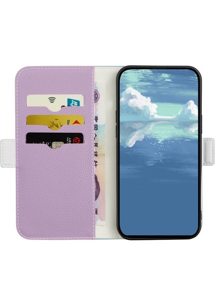 Xiaomi Poco X4 Pro 5g Için Katlanabilir Stand Deri Telefon Kılıfı, Şeker Renkli Litchi Doku Cüzdan Flip Kapak Morası (Yurt Dışından)