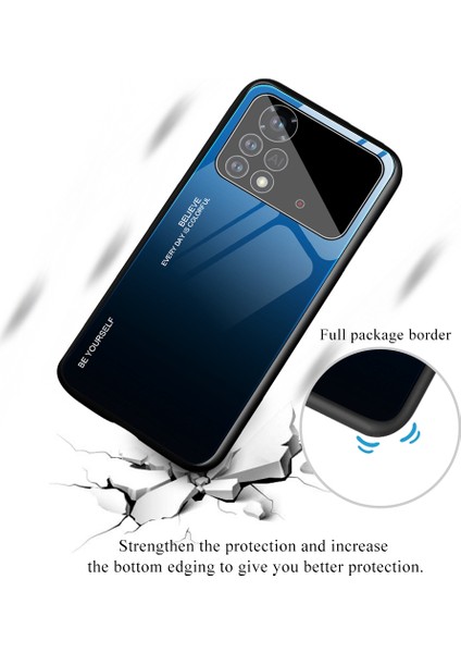 Xiaomi Poco X4 Pro 5g Şok Geçirmez Koruyucu Kabuk, Gradyan Renk Temperli Cam Arka+Yumuşak Tpu Kenarı Telefon Kasa-Mor/mavi (Yurt Dışından) fiyatları