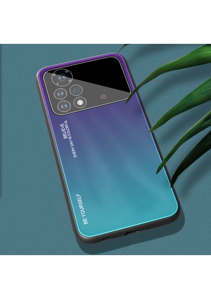 Xiaomi Poco X4 Pro 5g Şok Geçirmez Koruyucu Kabuk, Gradyan Renk Temperli Cam Arka+Yumuşak Tpu Kenarı Telefon Kasa-Mor/mavi (Yurt Dışından) indirimleri