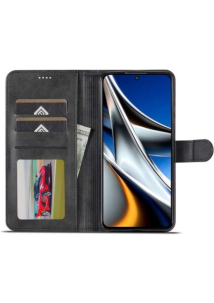 Xiaomi Için Poco M4 Pro 4g Iyi Korumalı Dokulu Pu Deri Flip Folio Stand Cüzdan Kasa Telefon Kılıfı Kapak Black (Yurt Dışından)