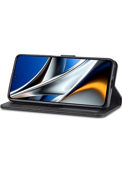 Xiaomi Için Poco M4 Pro 4g Iyi Korumalı Dokulu Pu Deri Flip Folio Stand Cüzdan Kasa Telefon Kılıfı Kapak Black (Yurt Dışından)