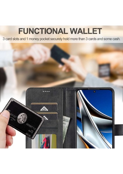 Xiaomi Için Poco M4 Pro 4g Iyi Korumalı Dokulu Pu Deri Flip Folio Stand Cüzdan Kasa Telefon Kılıfı Kapak Black (Yurt Dışından)