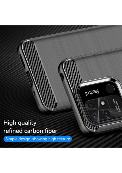 Xiaomi Redmi Için 10C Karbon Fiber Doku Fırçalanmış Yüzey 1.8mm Tpu Arka Kapak Cep Telefonu Kasası-Siyah (Yurt Dışından) modelleri