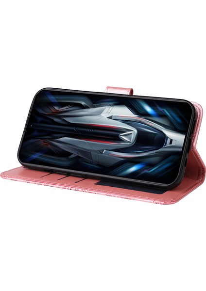 Xiaomi Redmi K50 Gaming Için 5g/poco F4 Gt Manyetik Kapatma Pu Deri Kılıf Ayçiçeği Basılı Stand Flip Cüzdan Telefon Kapağı Strap-Pink ile (Yurt Dışından)