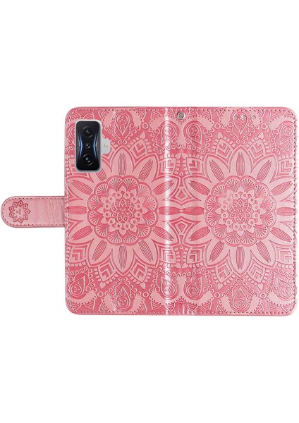Xiaomi Redmi K50 Gaming Için 5g/poco F4 Gt Manyetik Kapatma Pu Deri Kılıf Ayçiçeği Basılı Stand Flip Cüzdan Telefon Kapağı Strap-Pink ile (Yurt Dışından)