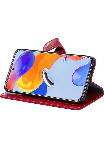 Xiaomi Için Redmi A1 4g/a2 4g Fermuar Poc Pu Deri Deri Stand Cüzdan Kılıfı Folyo Flip Şok Geçirmez Telefon Kapağı Kullanışlı Kayış-Kırmızı ile (Yurt Dışından)