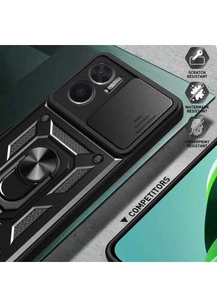 Xiaomi Redmi Için Bump Proof Telefon Kılıfı Not 11E 5g/redmi 10 5g/10 Prime+ 5g, Pc+ Tpu Koruyucu Arka Kapak Slayt Kamera Koruyucu ve Yüzük Kickstand-Red (Yurt Dışından)