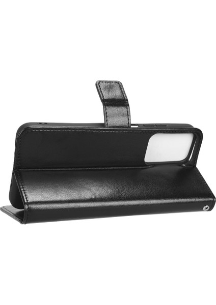 Pu Deri Cüzdan Xiaomi Redmi Için Manyetik Telefon Kılıfı 11 Prime 4g, Çılgın At Doku Standı Özellik Kabuk Kapağı Strap-Black (Yurt Dışından)