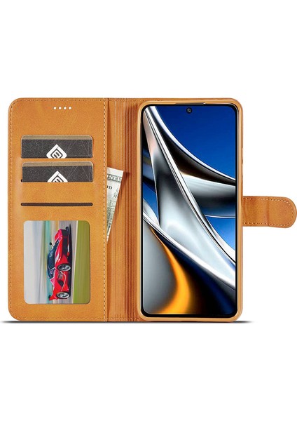 Xiaomi Için Poco M4 Pro 4g Iyi Korumalı Dokulu Pu Deri Flip Folio Stand Cüzdan Kılıf Kılıfı Telefon Kılıfı Kapak Işık Kahverengi (Yurt Dışından) fiyatları